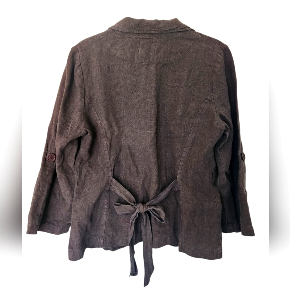 vintage JUICY COUTURE brown linen blazer jacket, size 8 - Picture 4 of 7